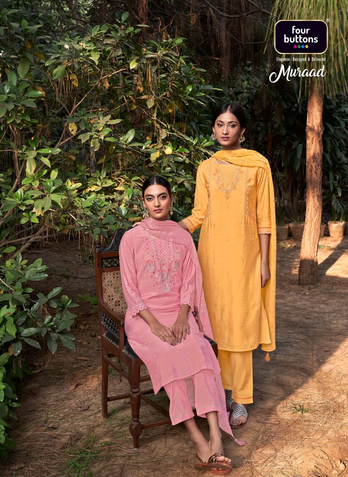 MURAAD BY FOUR BUTTONS 3051 TO 3056 SERIES DESIGNER SUITS BEAUTIFUL FANCY COLORFUL STYLISH PARTY WEAR & OCCASIONAL WEAR HEAVY VISCOSE SILK EMBROIDERY DRESSES AT WHOLESALE PRICE