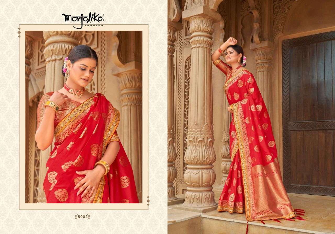 Madhu Kantha By Monjolika 5001 To 5013 Series Indian Traditional Wear Collection Beautiful Stylish Fancy Colorful Party Wear & Occasional Wear Chinnon Print Sarees At Wholesale Price