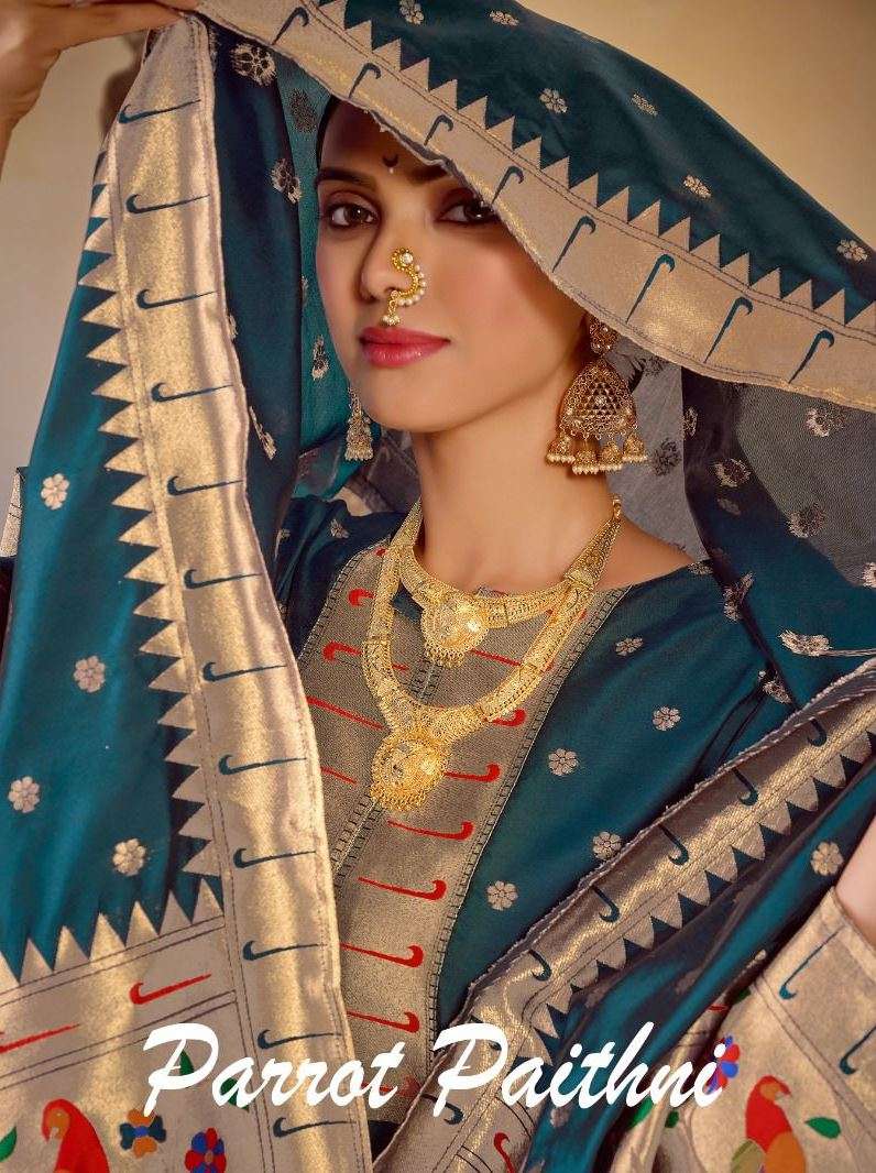Parrot Paithni By Smit Creation 1001 To 1006 Series Beautiful Stylish Suits Fancy Colorful Casual Wear & Ethnic Wear & Ready To Wear Pure Tapeta Silk Printed Dresses At Wholesale Price