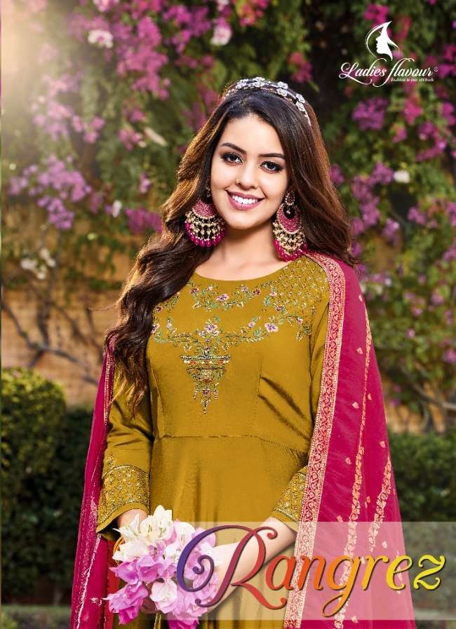 Rangrez By Ladies Flavour 01 To 06 Series Beautiful Stylish Fancy Colorful Casual Wear & Ethnic Wear Pure Silk Gowns With Dupatta At Wholesale Price