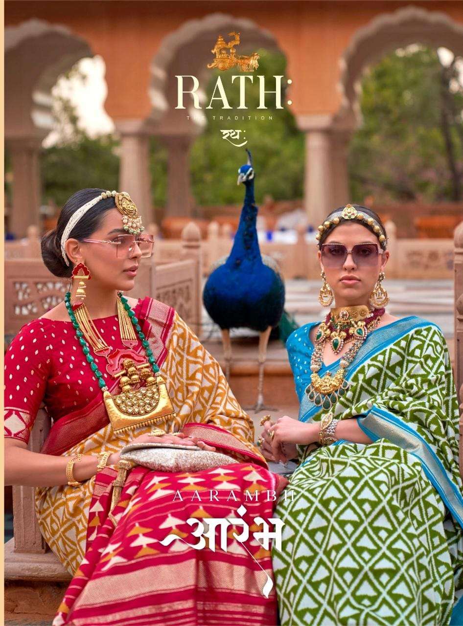 Aarambh By Rath 1106 To 1117 Series Indian Traditional Wear Collection Beautiful Stylish Fancy Colorful Party Wear & Occasional Wear Soft Silk Sarees At Wholesale Price