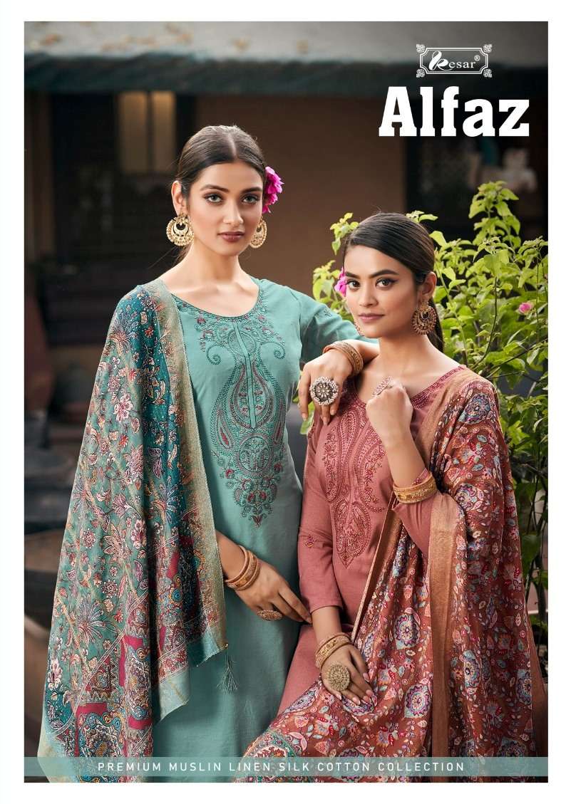 Alfaz By Kesar 162-001 To 162-006 Series Designer Festive Suits Collection Beautiful Stylish Fancy Colorful Party Wear & Occasional Wear Muslin Linen Silk Dresses At Wholesale Price