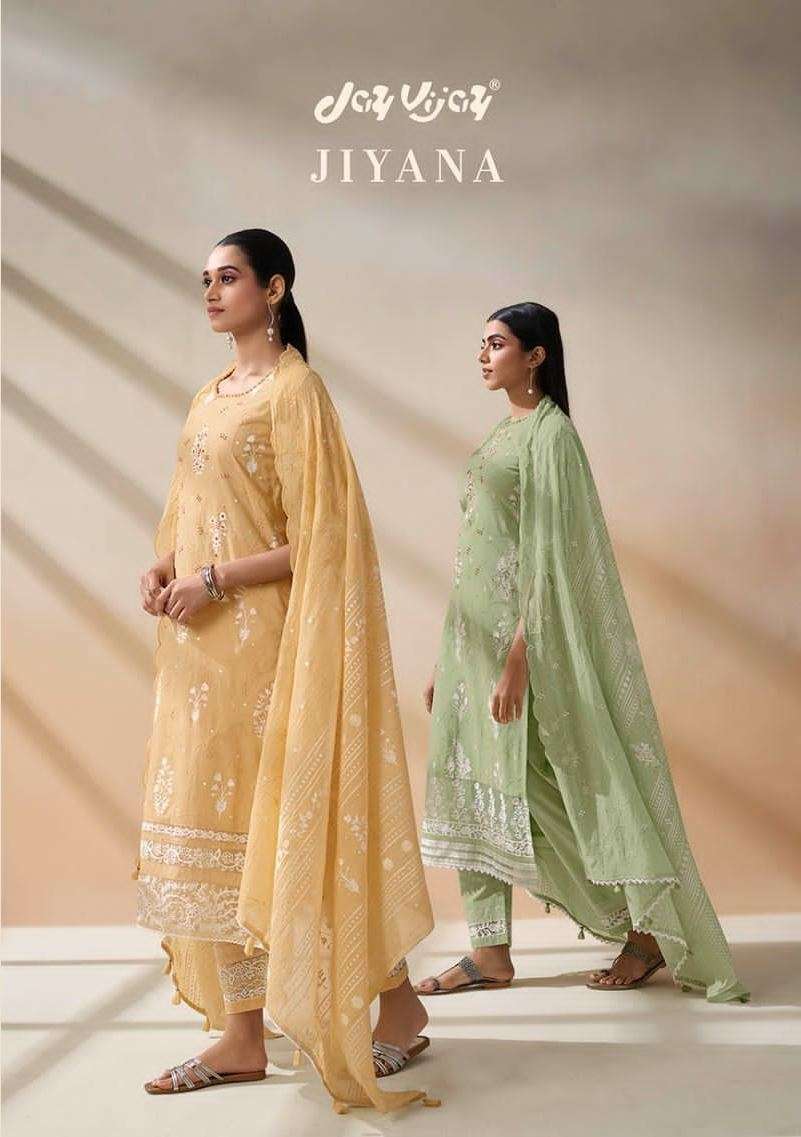 Jiyana By Jay Vijay Prints 7021 To 7028 Series Beautiful Suits Colorful Stylish Fancy Casual Wear & Ethnic Wear Pure Cotton Embroidered Dresses At Wholesale Price