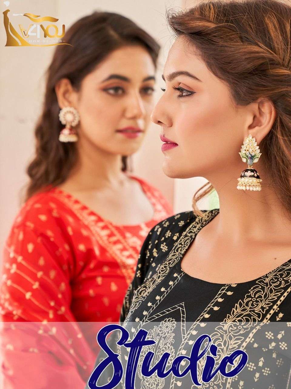 Studio By V4You 101 To 108 Series Beautiful Stylish Fancy Colorful Casual Wear & Ethnic Wear Rayon Print Gowns With Dupatta At Wholesale Price