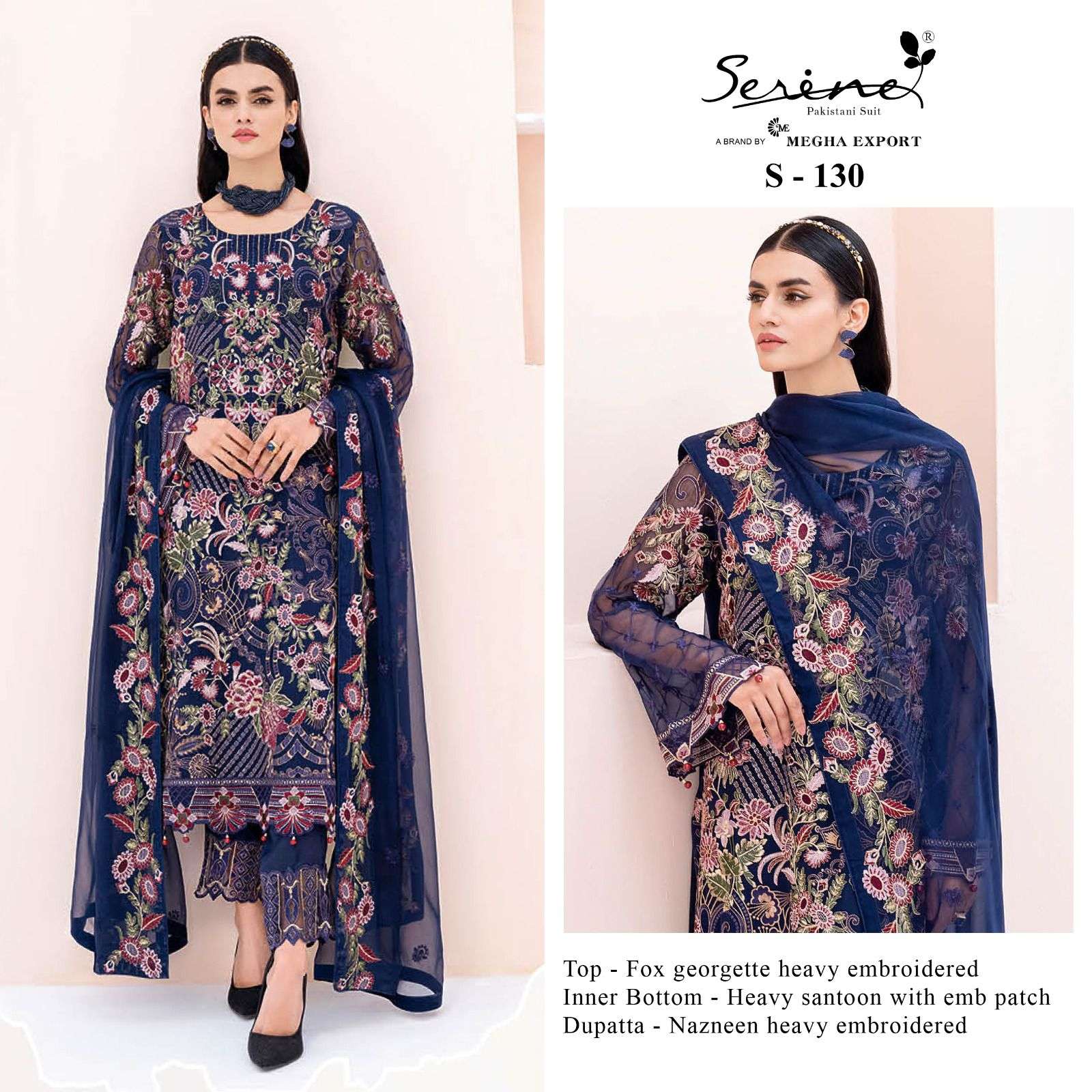 Serene Hit Design S-130 By Serene Designer Pakistani Suits Beautiful Fancy Colorful Stylish Party Wear & Occasional Wear Faux Georgette Embroidered Dresses At Wholesale Price