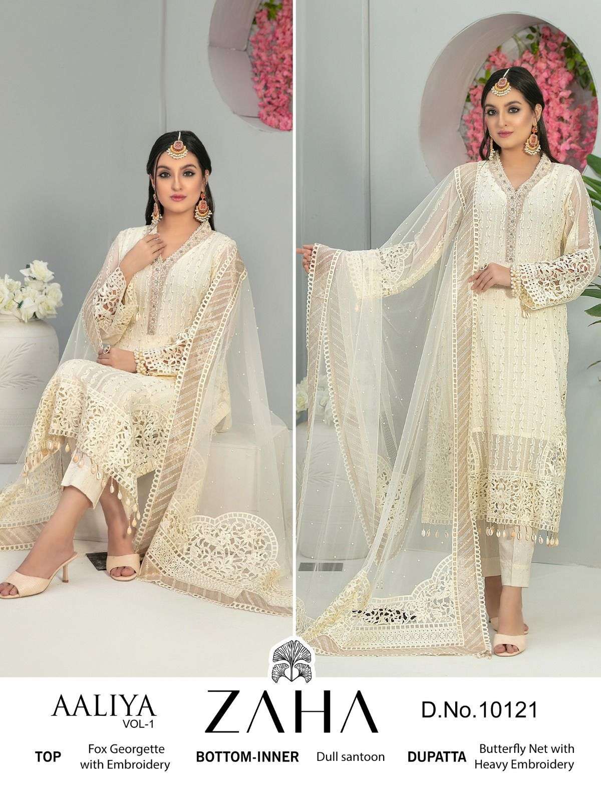 Zaha-10121 By Zaha Pakistani Suits Beautiful Fancy Colorful Stylish Party Wear & Occasional Wear Faux Georgette With Embroidery Dresses At Wholesale Price