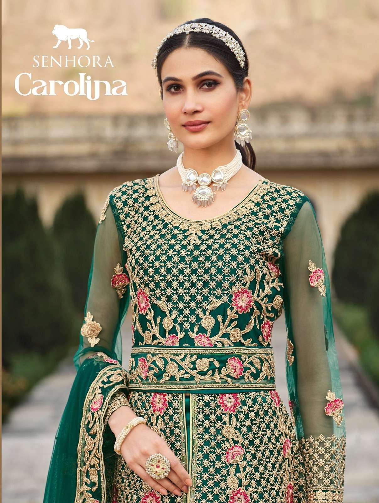 Carolina By Senhora Dresses 2075-A To 2075-D Series Beautiful Anarkali Suits Colorful Stylish Fancy Casual Wear & Ethnic Wear Pure Net Dresses At Wholesale Price