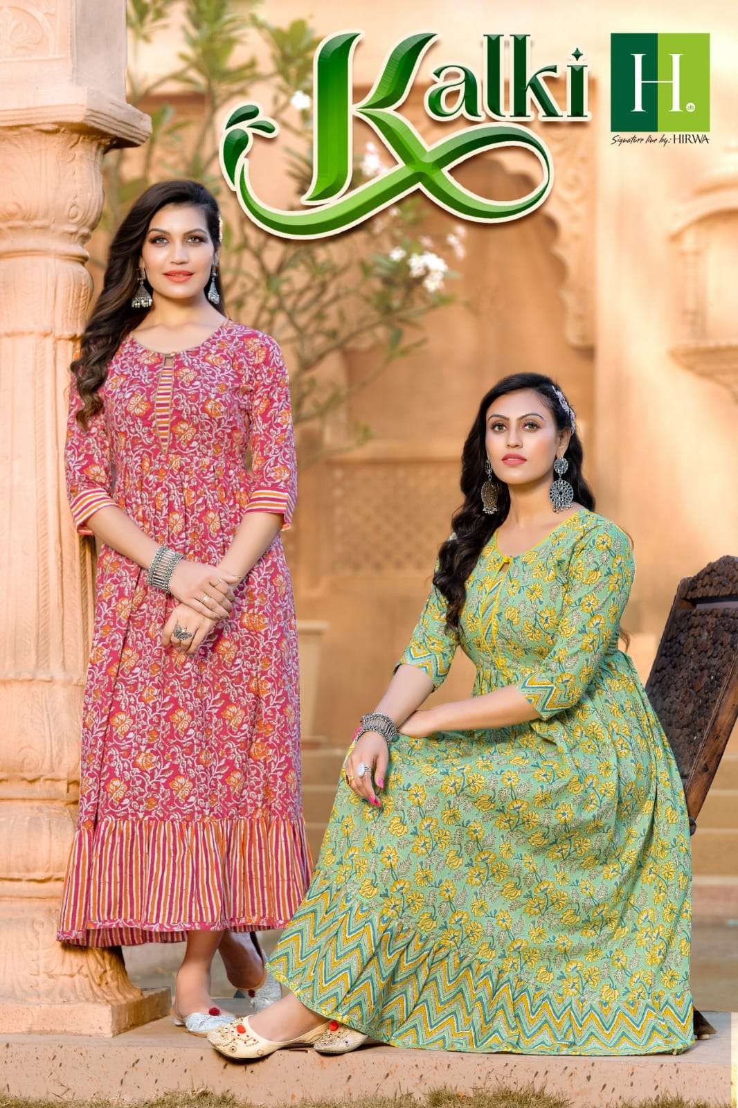 Kalki By Hirwa 101 To 108 Series Beautiful Stylish Fancy Colorful Casual Wear & Ethnic Wear Pure Cambric Cotton Gowns At Wholesale Price