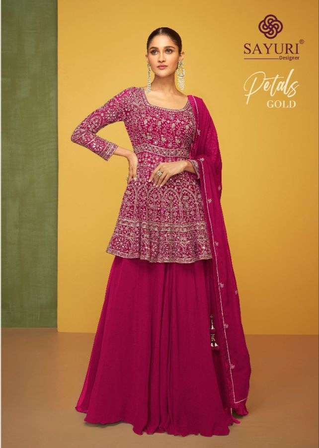 Petals Gold By Sayuri 5211 To 5211-D Series Beautiful Suits Colorful Stylish Fancy Casual Wear & Ethnic Wear Georgette Embroidered Dresses At Wholesale Price