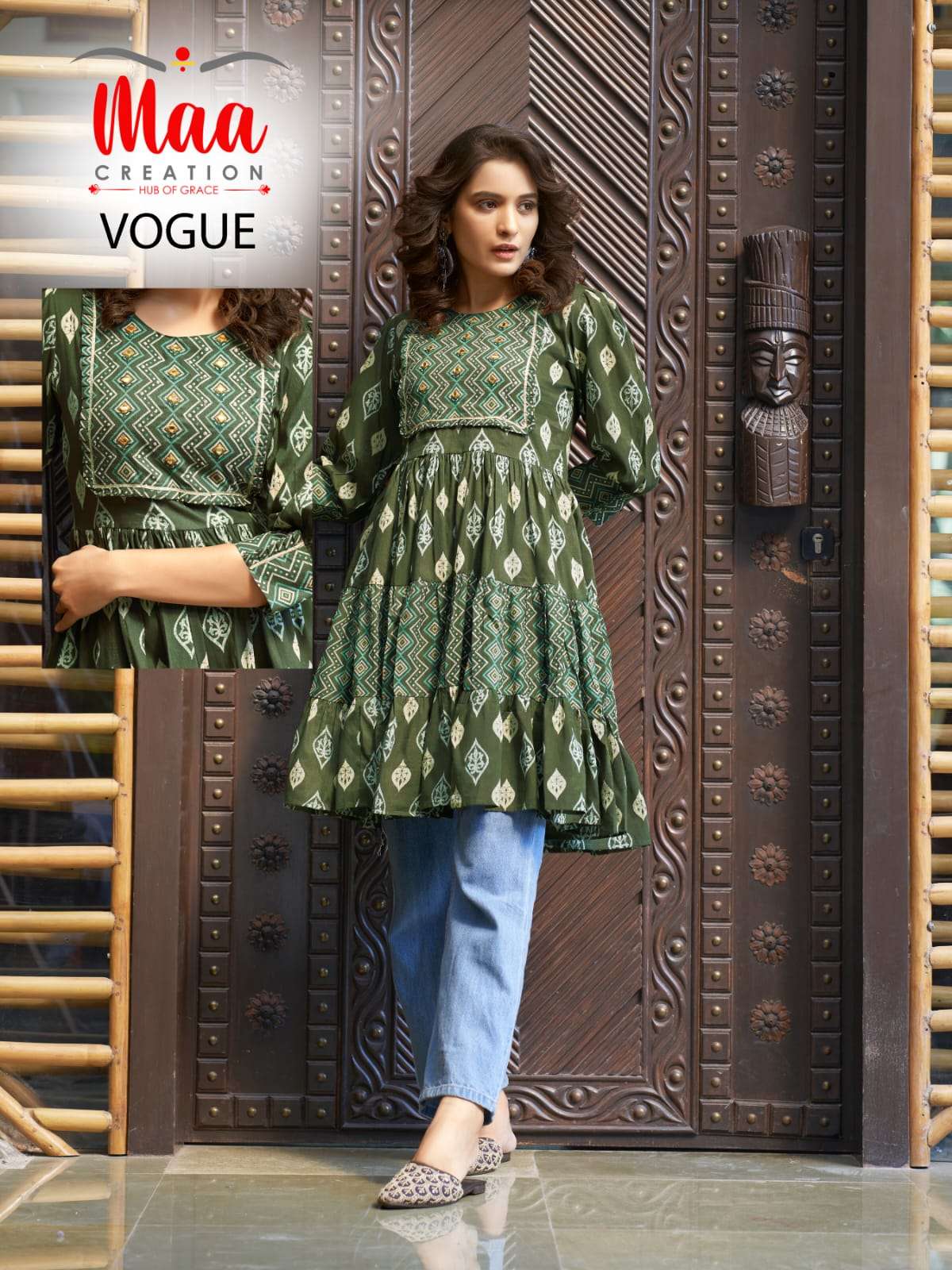 Vogue By Maa Creation Beautiful Stylish Fancy Colorful Casual Wear & Ethnic Wear Cotton Print Tops At Wholesale Price
