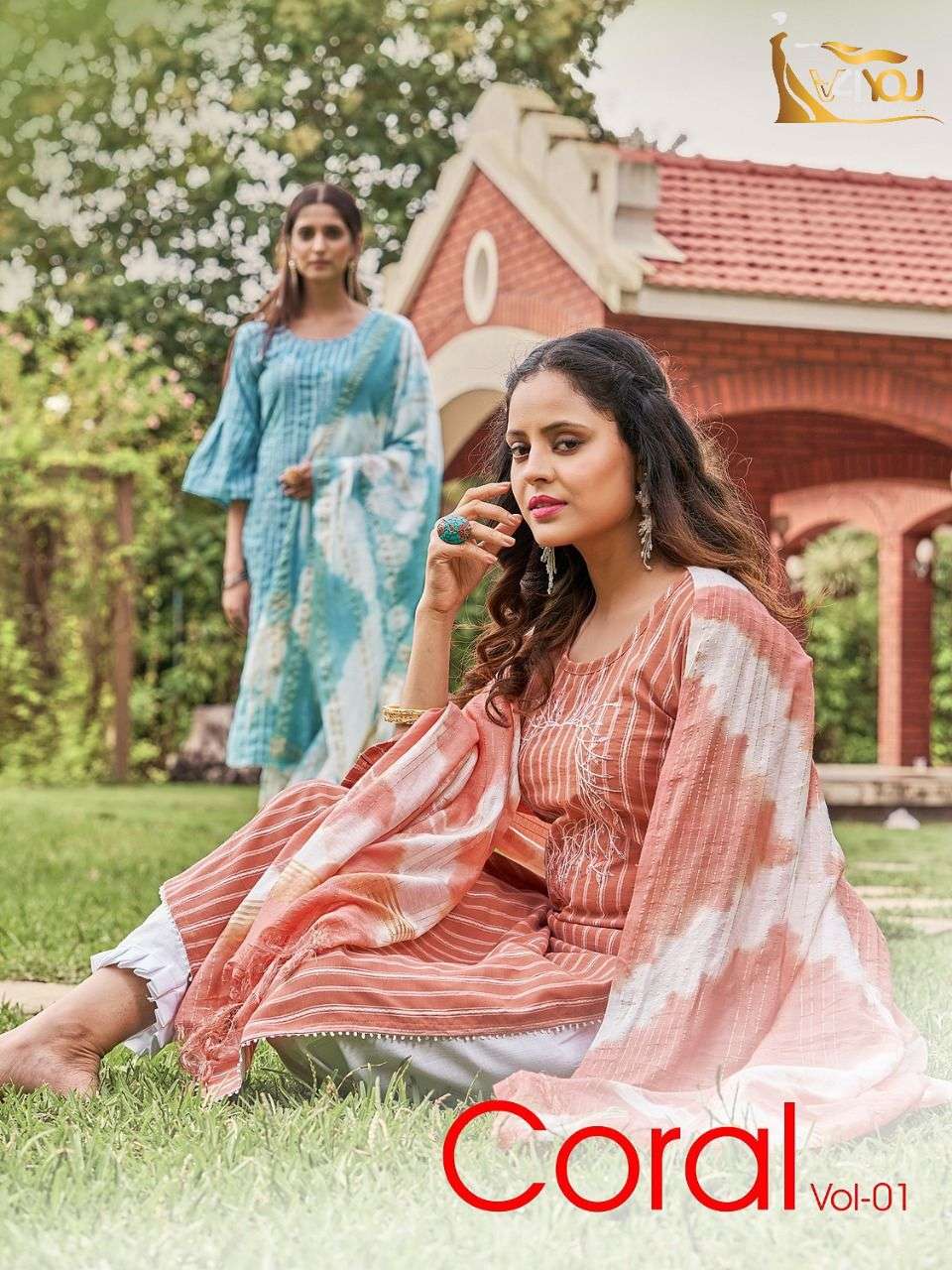 Coral Vol-1 By V4You 1001 To 1008 Series Beautiful Festive Suits Colorful Stylish Fancy Casual Wear & Ethnic Wear Viscose Rayon With Work Dresses At Wholesale Price