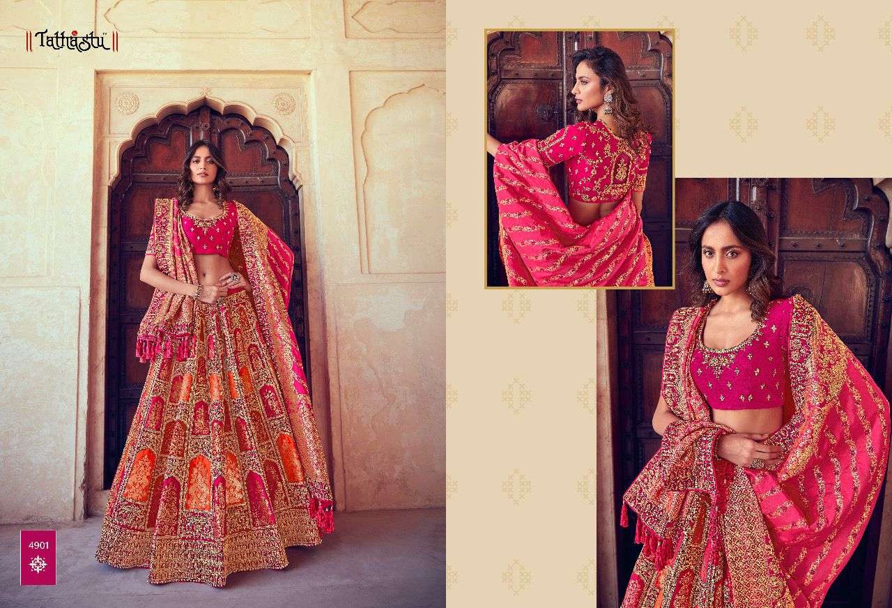 Tathastu Hit Design 4901 By Tathastu Bridal Wear Collection Beautiful Stylish Colorful Fancy Party Wear & Occasional Wear Viscose Georgette Lehengas At Wholesale Price