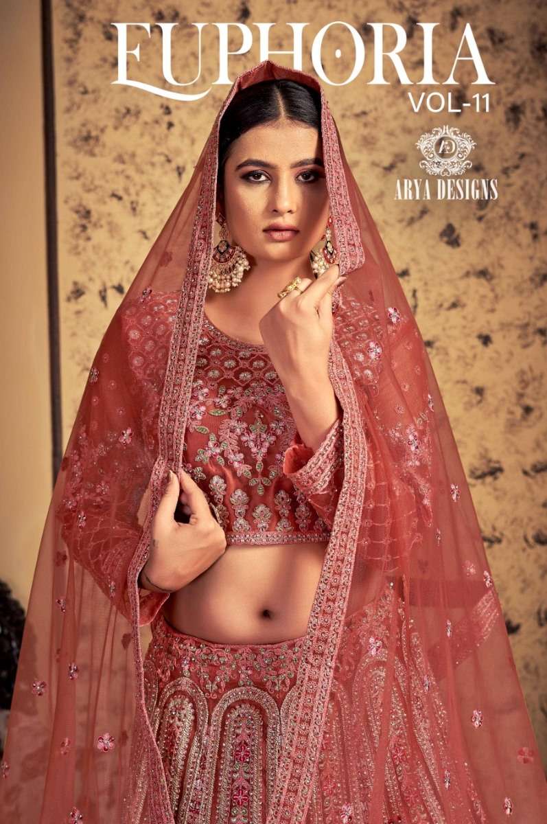 Euphoria Vol-11 By Arya Designs 67001 To 67005 Series Designer Beautiful Festive Collection Occasional Wear & Party Wear Soft Net/Georgette/Silk Lehengas At Wholesale Price