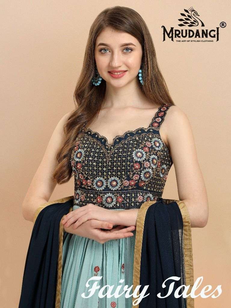Fairy Tales By Mrudangi 3001 To 3004 Series Beautiful Stylish Fancy Colorful Casual Wear & Ethnic Wear Georgette/Chinnon Gowns With Dupatta At Wholesale Price