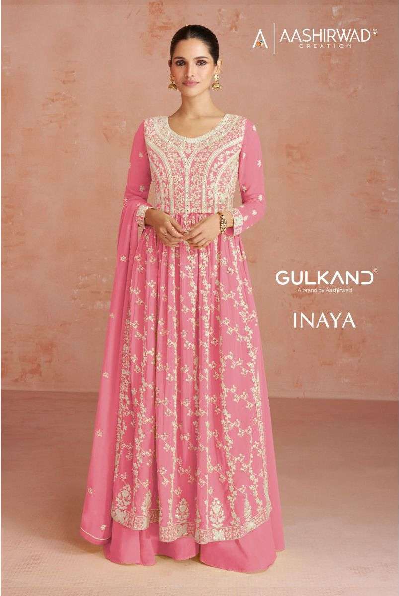 Inaya By Aashirwad Creation 9622 To 9625 Series Beautiful Sharara Suits Stylish Colorful Fancy Casual Wear & Ethnic Wear Georgette Embroidered Dresses At Wholesale Price