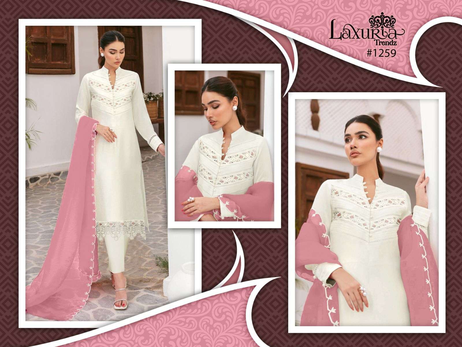 Luxuria Trendz Hit Design 1259 By Luxuria Designer Pakistani Suits Beautiful Stylish Fancy Colorful Party Wear & Occasional Wear Faux Georgette Embroidered Dresses At Wholesale Price