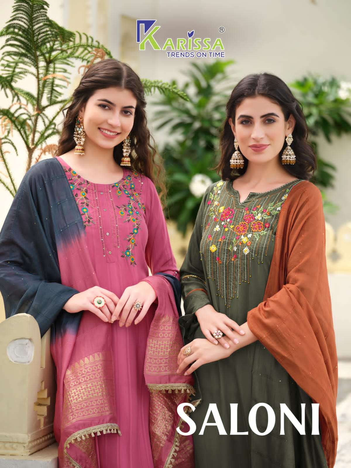 Saloni By Karissa 7001 To 7006 Series Beautiful Stylish Suits Fancy Colorful Casual Wear & Ethnic Wear & Ready To Wear Pure Rayon Embroidered Dresses At Wholesale Price