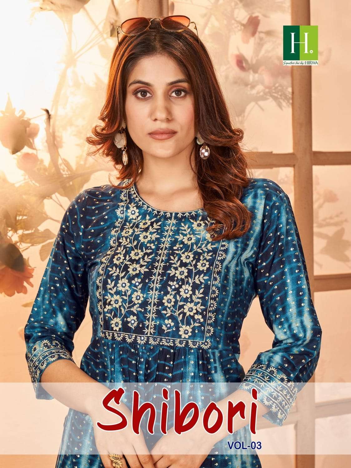 Shibori Vol-3 By Hirwa 3001 To 3008 Series Beautiful Stylish Fancy Colorful Casual Wear & Ethnic Wear Rayon Foil Embroidered Kurtis At Wholesale Price