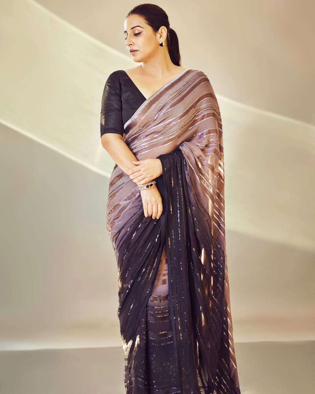 Party Wear Stylish Plain Saree With Sequence Blouse – Cygnus Fashion