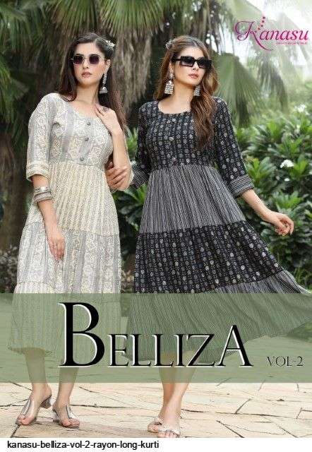 Belliza Vol-2 By Kanasu 1001 To 1008 Series Designer Stylish Fancy Colorful Beautiful Party Wear & Ethnic Wear Collection Rayon Print Kurtis At Wholesale Price