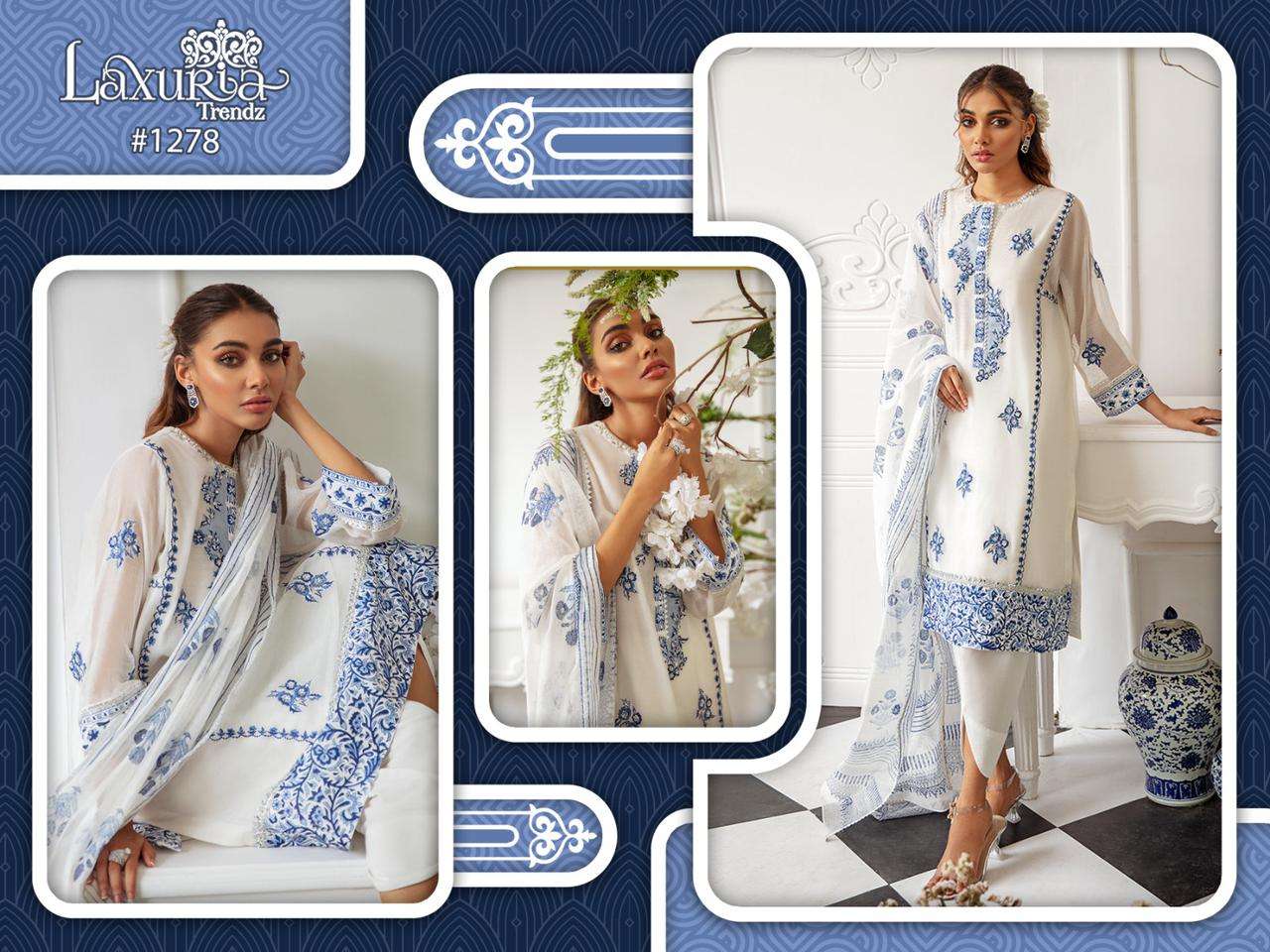 Luxuria Trendz Hit Design 1278 By Luxuria Beautiful Stylish Pakisatni Suits Fancy Colorful Casual Wear & Ethnic Wear & Ready To Wear Faux Georgette Print Dresses At Wholesale Price