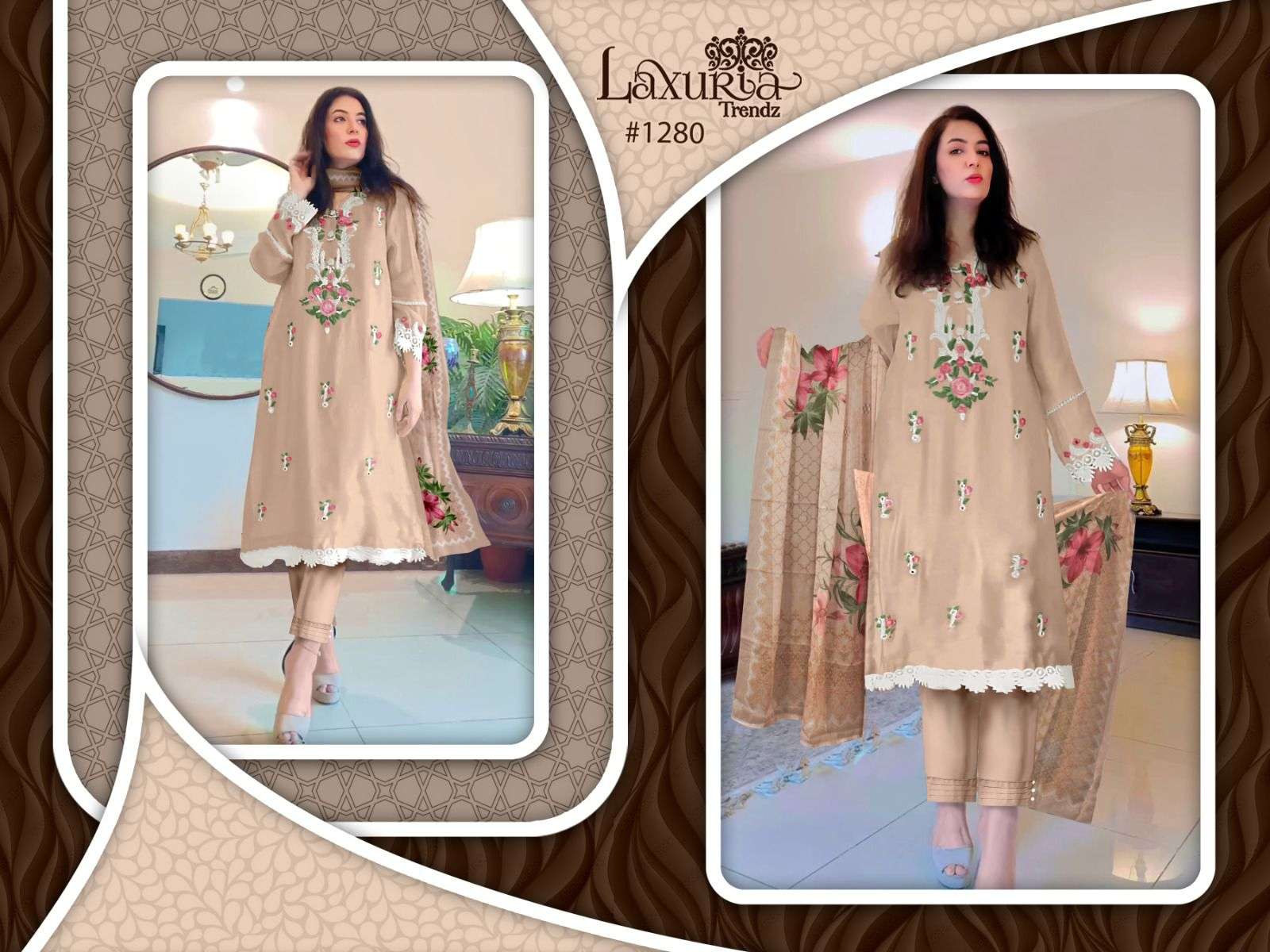 Luxuria Trendz Hit Design 1280 By Luxuria Trendz Pakistani Suits Beautiful Fancy Colorful Stylish Party Wear & Occasional Wear Faux Georgette With Embroidery Dresses At Wholesale Price