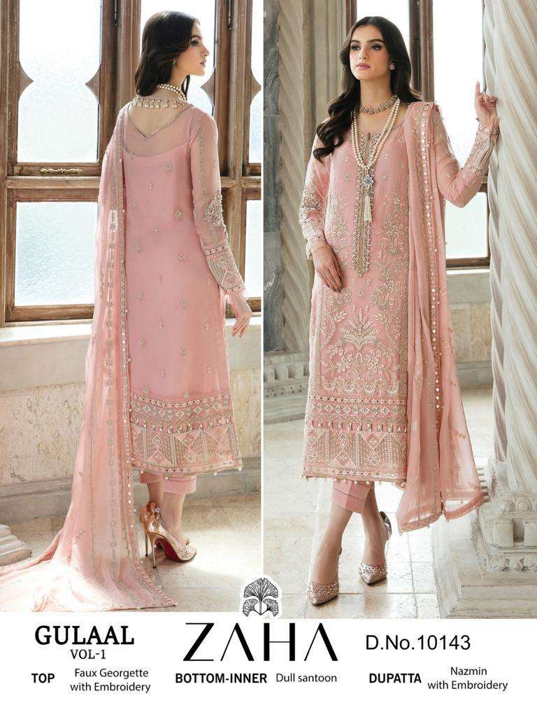 Zaha-10143 By Zaha Designer Pakistani Suits Beautiful Stylish Fancy Colorful Party Wear & Occasional Wear Faux Georgette Embroidered Dresses At Wholesale Price