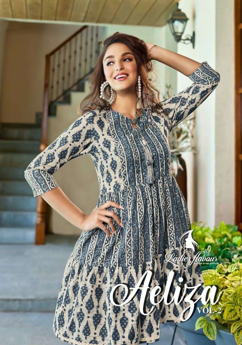 Aeliza Vol-2 By Ladies Flavour 2001 To 2004 Series Beautiful Stylish Fancy Colorful Casual Wear & Ethnic Wear Pure Cotton Print Tops At Wholesale Price