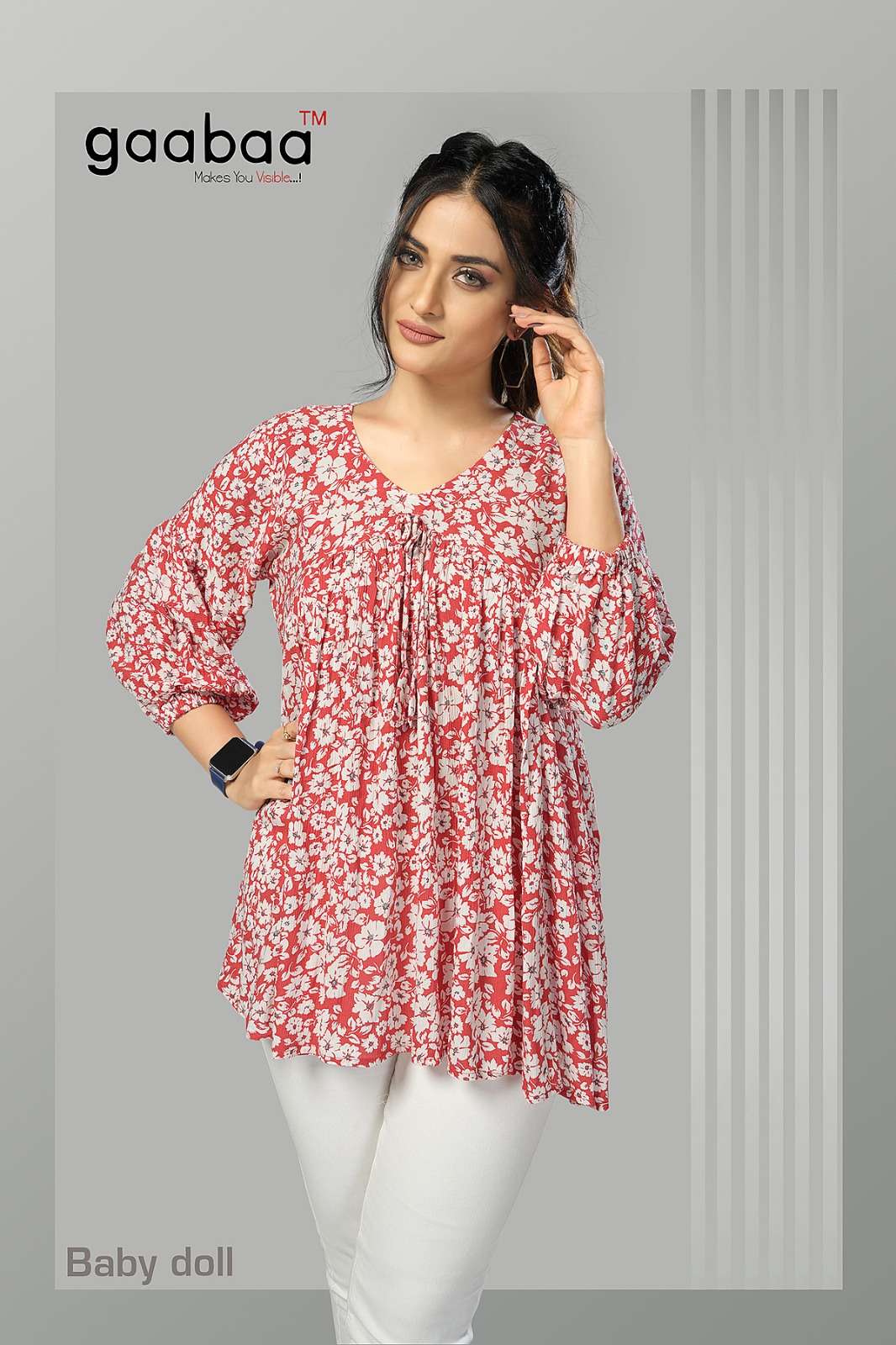 Baby Doll By Gaabaa 01 To 03 Series Beautiful Stylish Fancy Colorful Casual Wear & Ethnic Wear Heavy Rayon  Tops At Wholesale Price