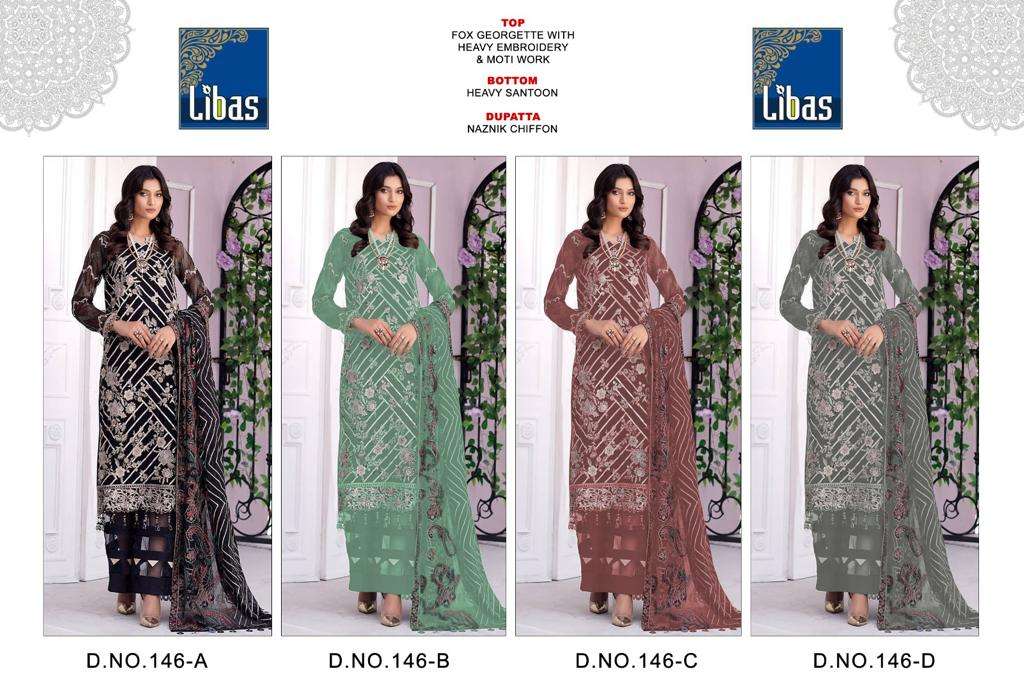 Libas 146 Colours By Libas 146-A To 146-D Series Beautiful Stylish Pakistani Suits Fancy Colorful Casual Wear & Ethnic Wear & Ready To Wear Faux Georgette Embroidered Dresses At Wholesale Price