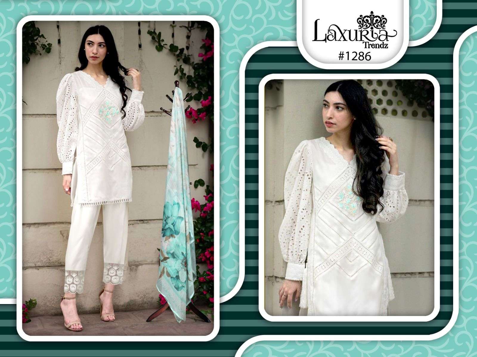 Luxuria Trendz Hit Design 1286 By Luxuria Beautiful Pakistani Suits Colorful Stylish Fancy Casual Wear & Ethnic Wear Cambric Cotton Dresses At Wholesale Price