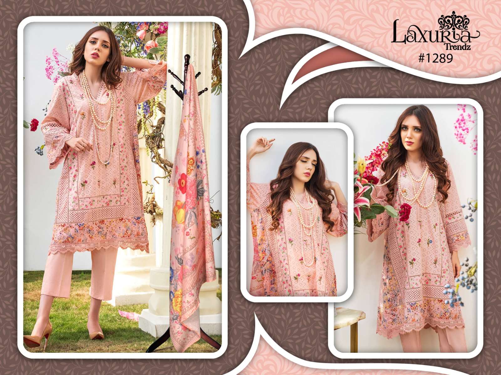 Luxuria Trendz Hit Design 1289 By Luxuria Designer Pakistani Suits Beautiful Stylish Fancy Colorful Party Wear & Occasional Wear Cambric Cotton Embroidered Dresses At Wholesale Price