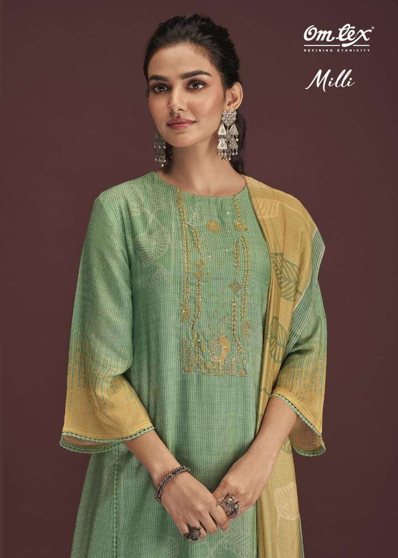 Milli By Om Tex 2311-A To 2311-D Series Beautiful Suits Colorful Stylish Fancy Casual Wear & Ethnic Wear Pure Muslin Digital Print Dresses At Wholesale Price