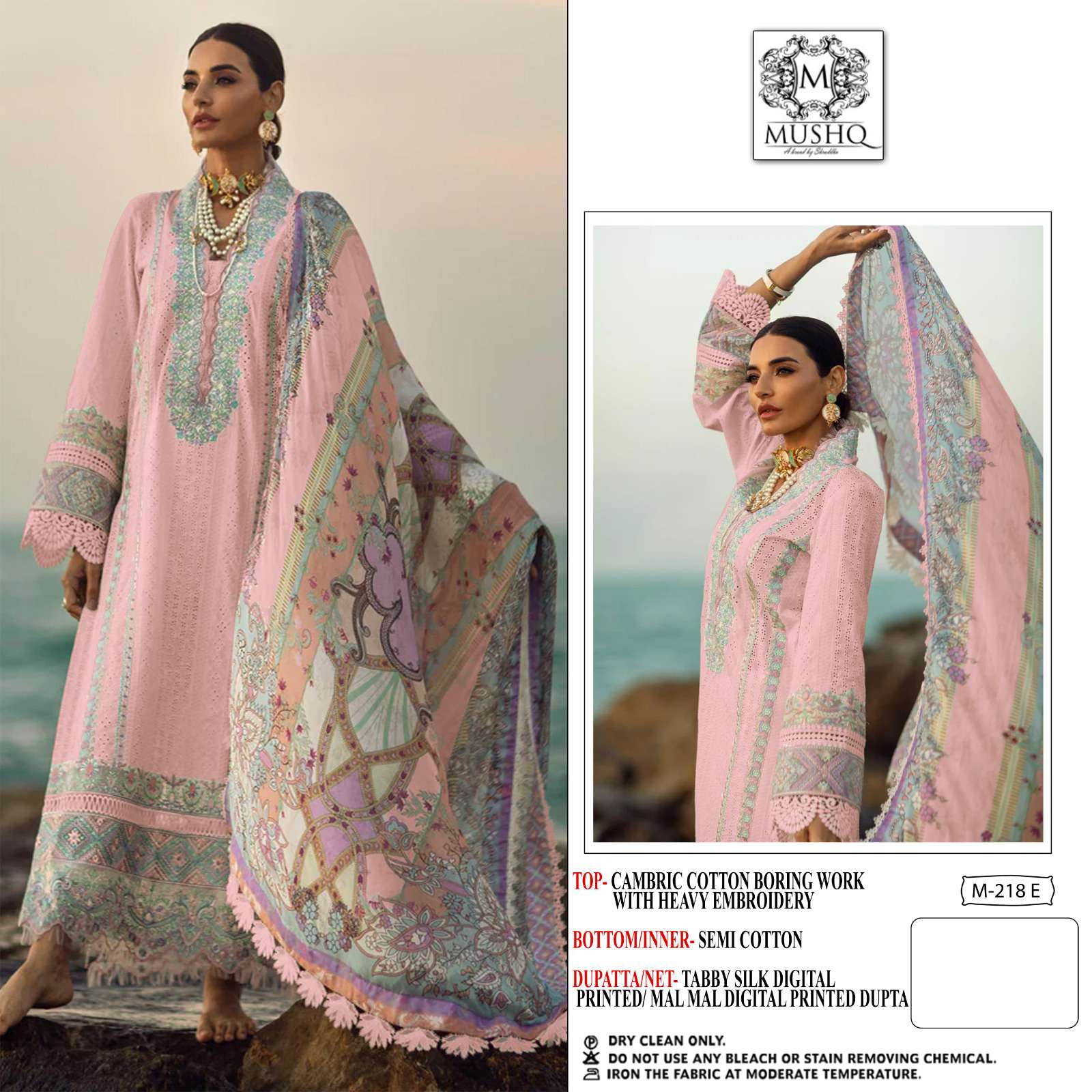 Mushq Hit Design 218-E By Mushq Beautiful Pakistani Suits Colorful Stylish Fancy Casual Wear Pure Cotton Embroidered Dresses At Wholesale Price