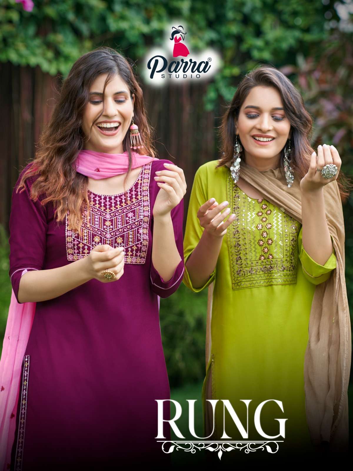 Rung By Parra Studio 1001 To 1006 Series Beautiful Stylish Festive Suits Fancy Colorful Casual Wear & Ethnic Wear & Ready To Wear Pure Rayon Embroidered Dresses At Wholesale Price