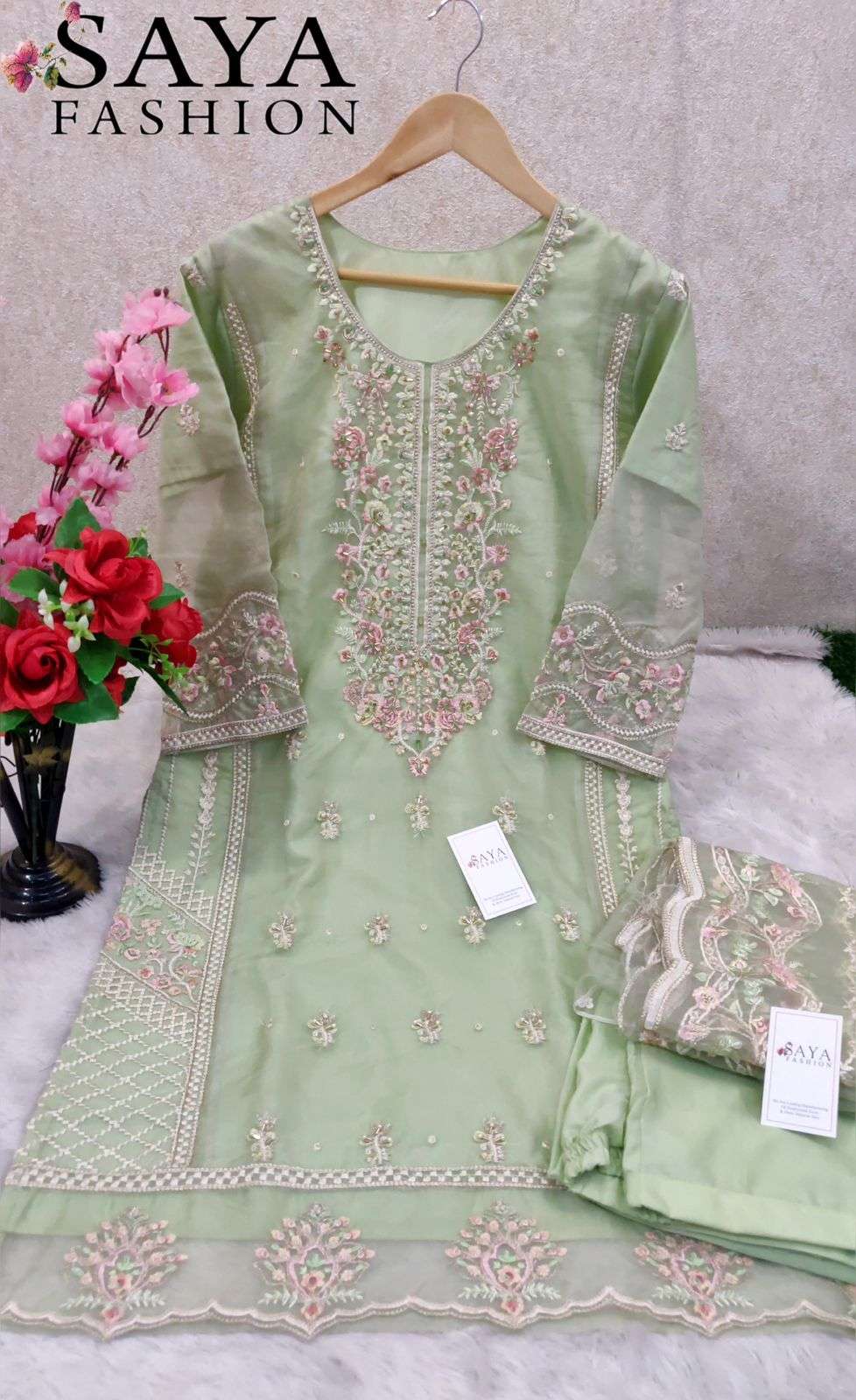 Saya-006 Colours By Saya Fashion 006-A To 006-B Series Pakistani Suits Beautiful Fancy Colorful Stylish Party Wear & Occasional Wear Pure Organza Embroidery Dresses At Wholesale Price