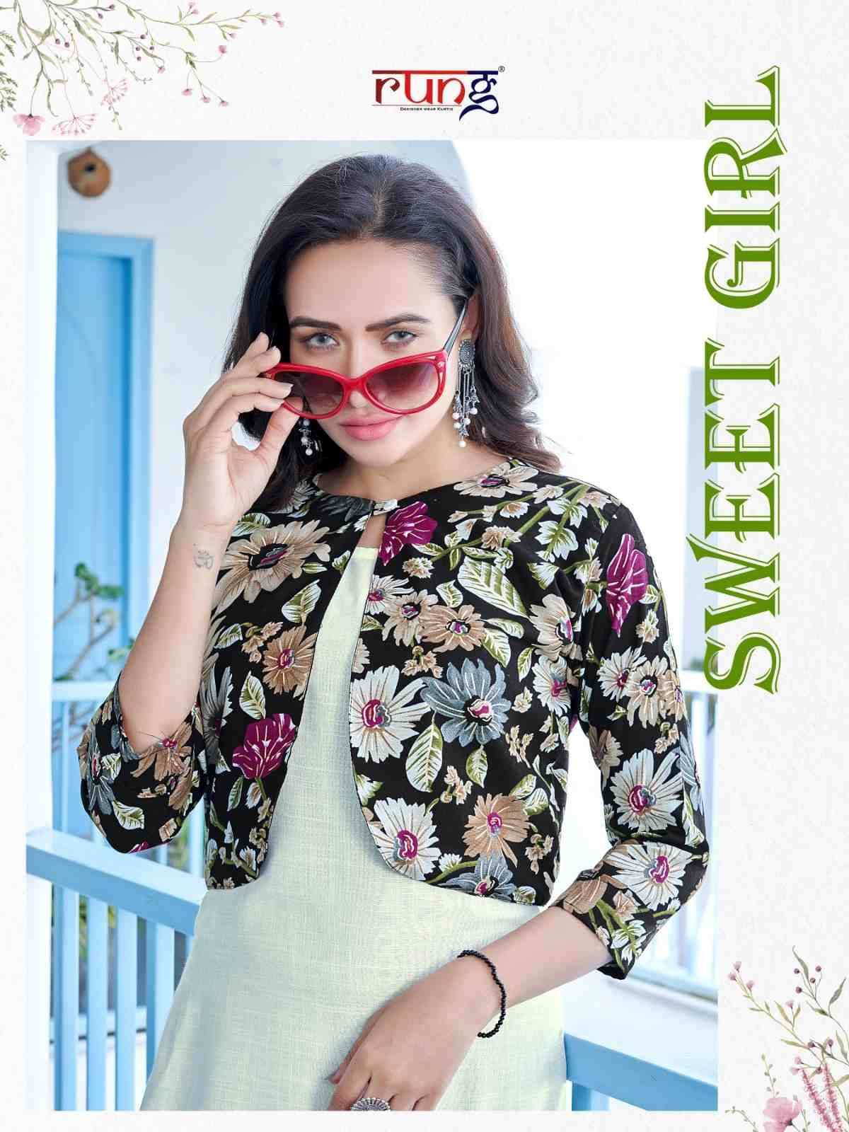 Sweet Girl By Rung 01 To 06 Series Designer Stylish Fancy Colorful Beautiful Party Wear & Ethnic Wear Collection Rayon Foil Kurtis With Jacket At Wholesale Price