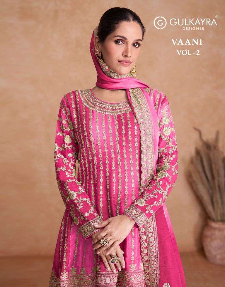 Vaani Vol-2 By Gulkayra Designer 7407-A To 7407-E Series Designer Festive Festive Suits Collection Beautiful Stylish Fancy Colorful Party Wear & Occasional Wear Chinnon Dresses At Wholesale Price