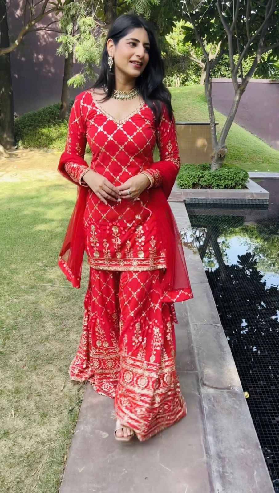 Athiya Shetty Style Red Sharara Suits For All Newly Wed Brides