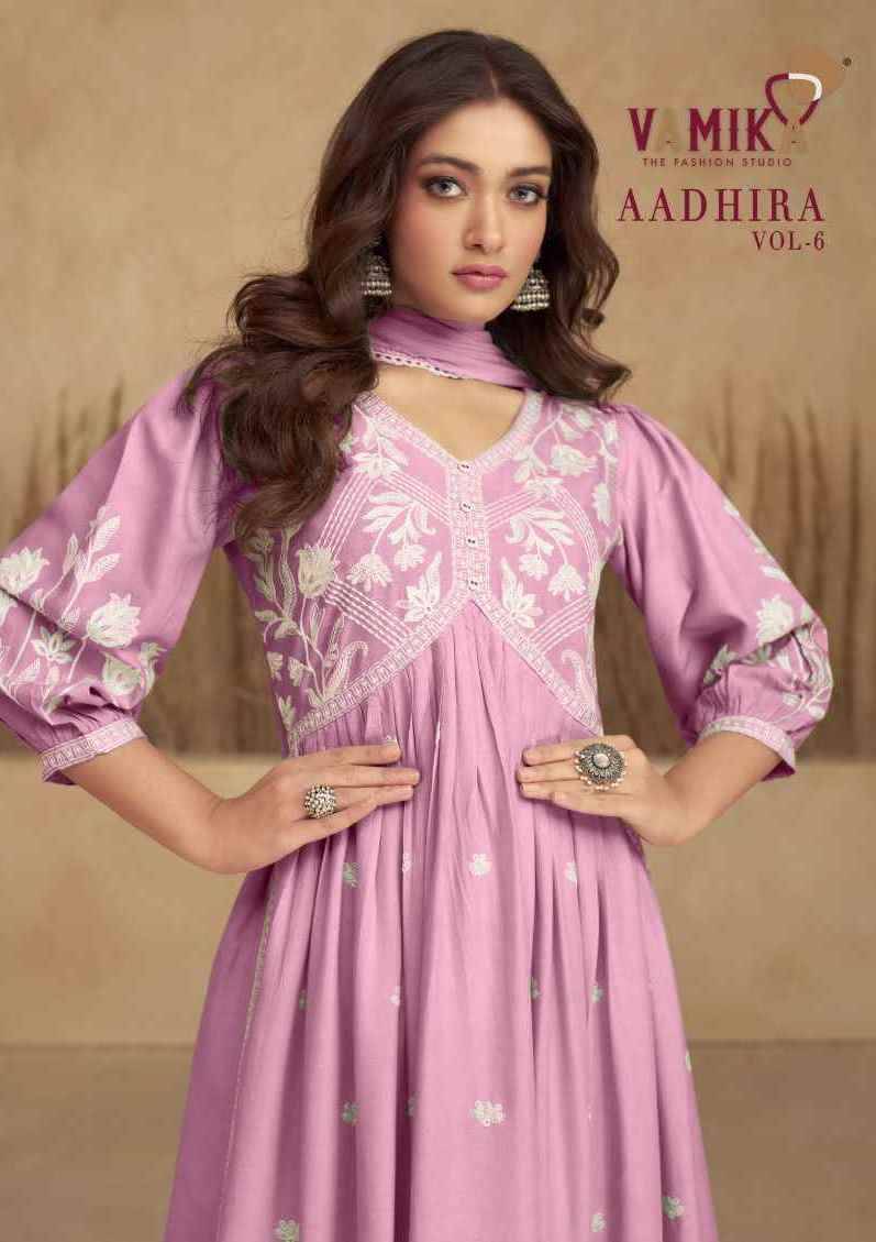 Aadhira Vol-6 By Vamika 1108-A To 1108-E Series Beautiful Sharara Suits Colorful Stylish Fancy Casual Wear & Ethnic Wear Pure Viscose Rayon Embroidery Dresses At Wholesale Price