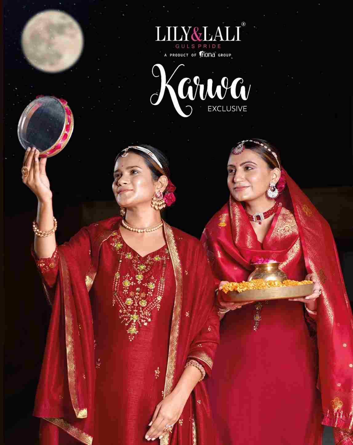 Karwa By Lily And Lali 101 To 106 Series Beautiful Festive Suits Colorful Stylish Fancy Casual Wear & Ethnic Wear Viscose/Organza Silk/Silk Embroidered Dresses At Wholesale Price