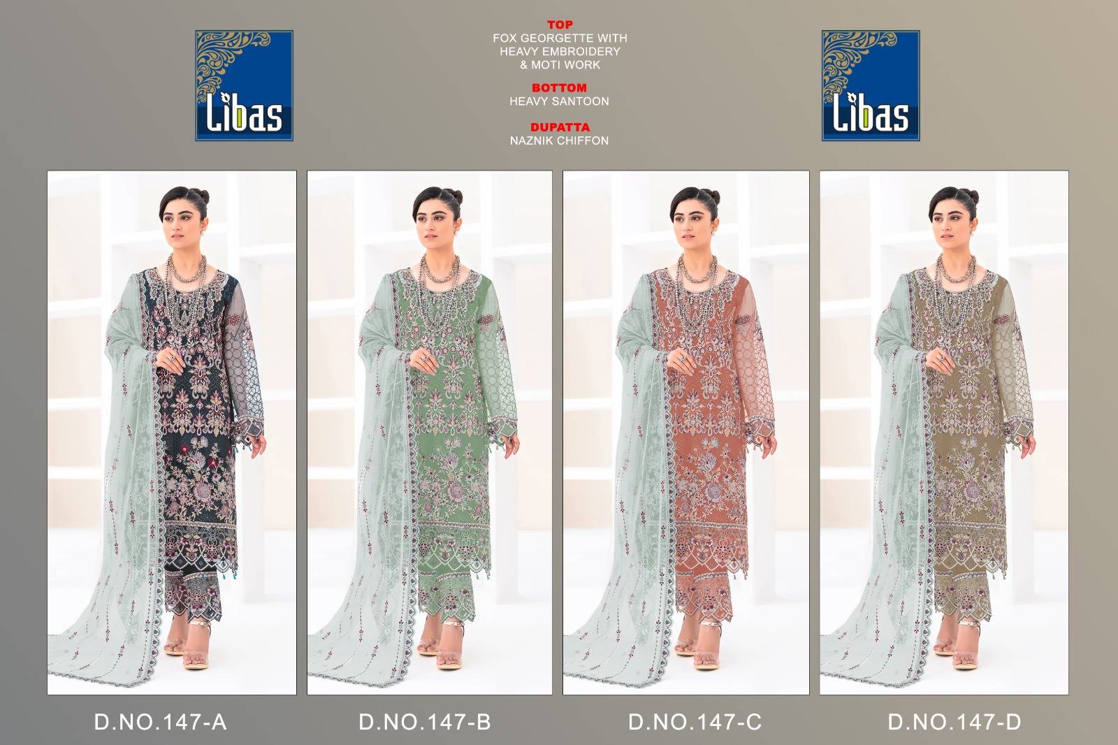 Libas 147 Colours By Libas 147-A To 147-D Series Beautiful Stylish Pakistani Suits Fancy Colorful Casual Wear & Ethnic Wear & Ready To Wear Faux Georgette Embroidered Dresses At Wholesale Price