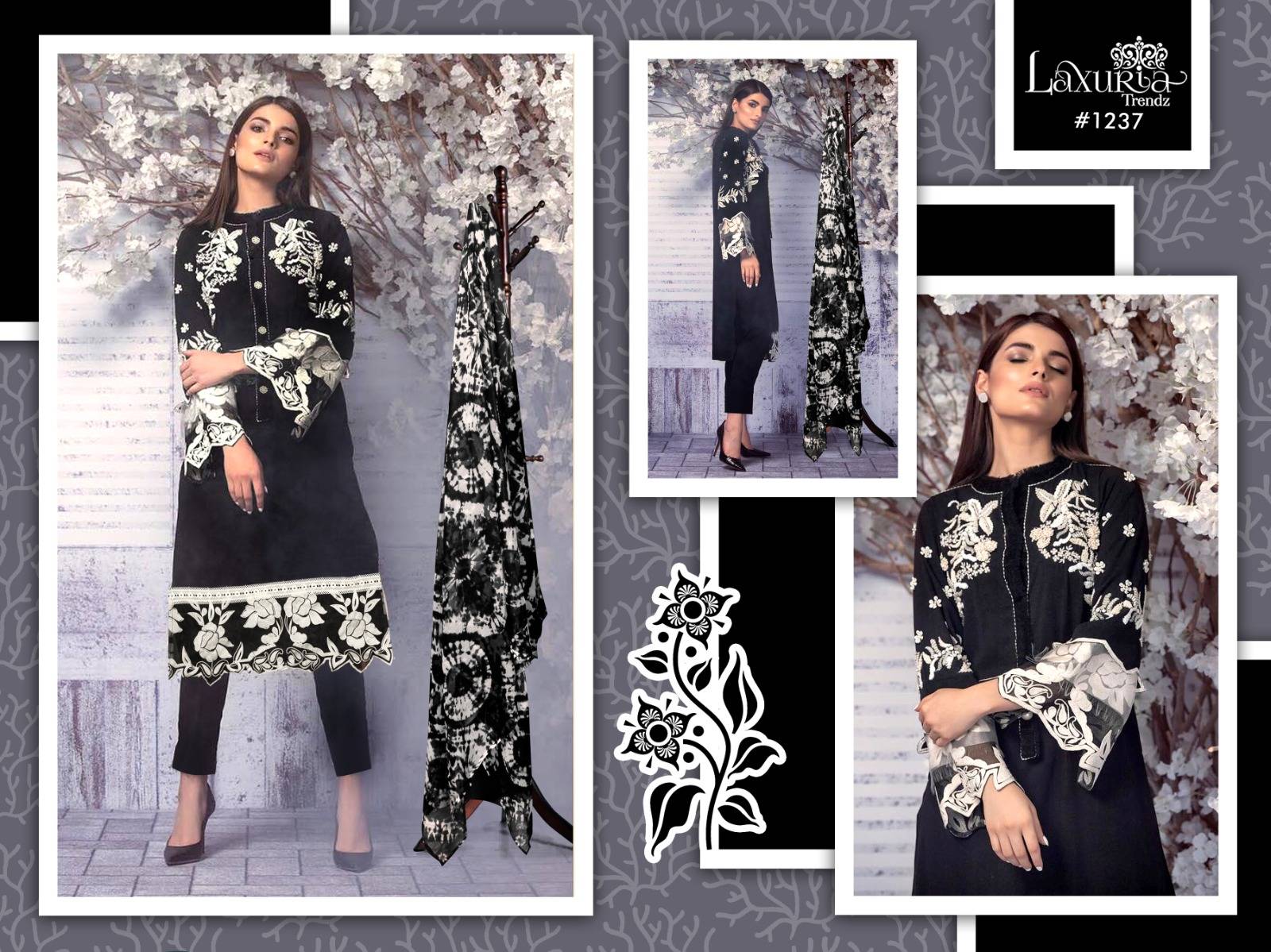 Luxuria Trendz Hit Design 1237 By Luxuria Designer Pakistani Suits Beautiful Fancy Colorful Stylish Party Wear & Occasional Wear Faux Georgette Embroidered Dresses At Wholesale Price