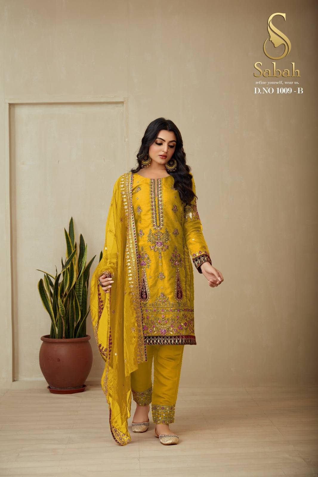 Priya By Sabah 1009-A To 1009-E Series Beautiful Stylish Festive Suits Fancy Colorful Casual Wear & Ethnic Wear & Ready To Wear Organza Embroidered Dresses At Wholesale Price