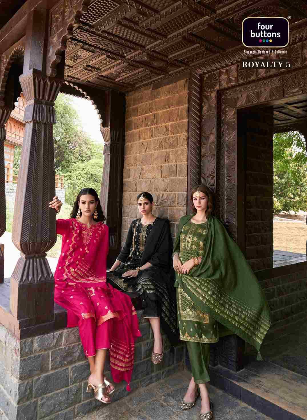 Royalty Vol-5 By Four Buttons 3291 To 3296 Series Beautiful Stylish Festive Suits Fancy Colorful Casual Wear & Ethnic Wear & Ready To Wear Pure Dola Silk Dresses At Wholesale Price