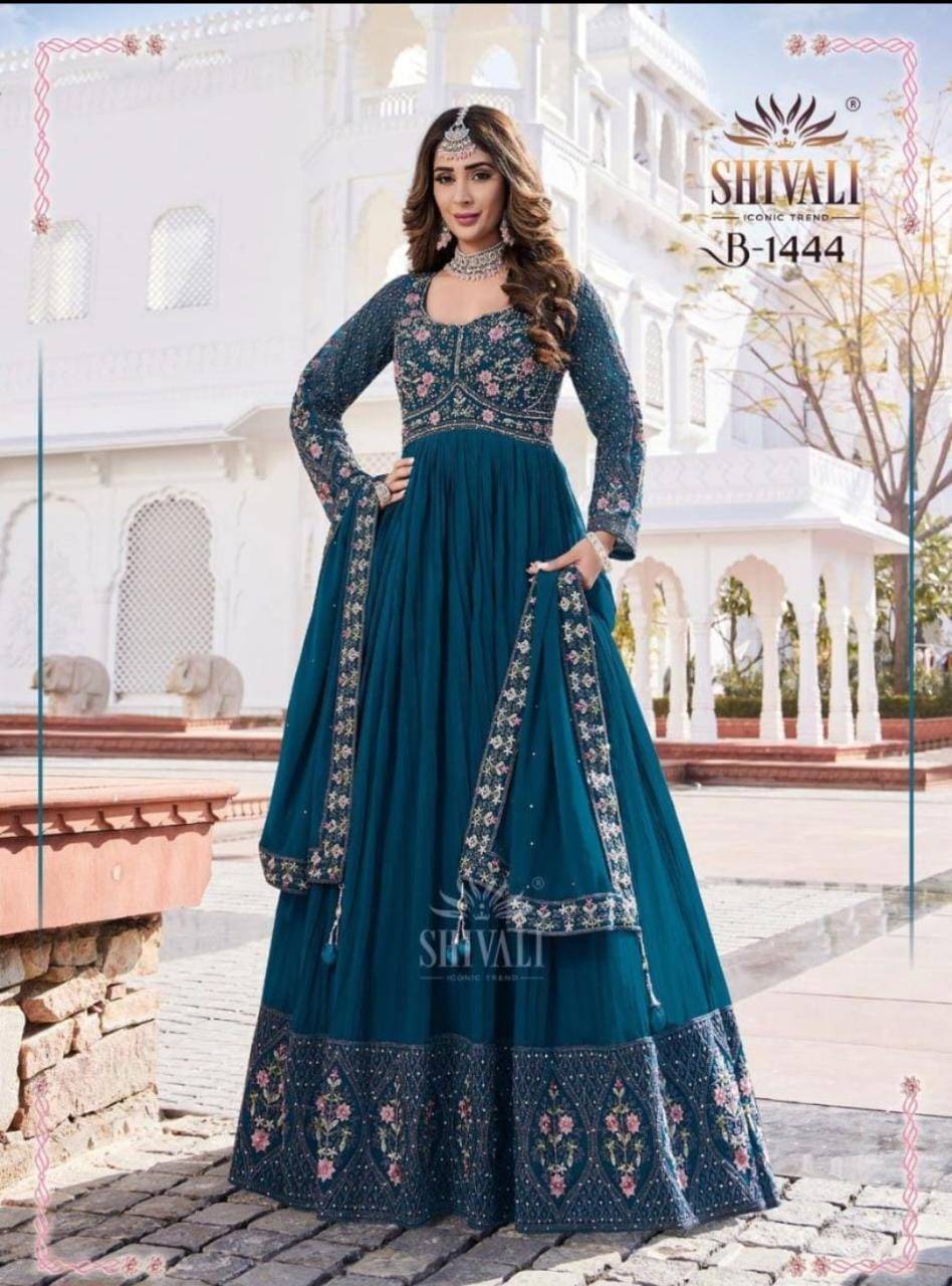 Shivali Hit Design 1444 By Shivali Beautiful Stylish Fancy Colorful Casual Wear & Ethnic Wear Fancy Gowns With Dupatta At Wholesale Price