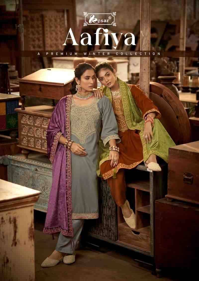 Aafiya By Kesar 187-001 To 187-006 Series Beautiful Stylish Festive Suits Fancy Colorful Casual Wear & Ethnic Wear & Ready To Wear Pure Velvet With Work Dresses At Wholesale Price