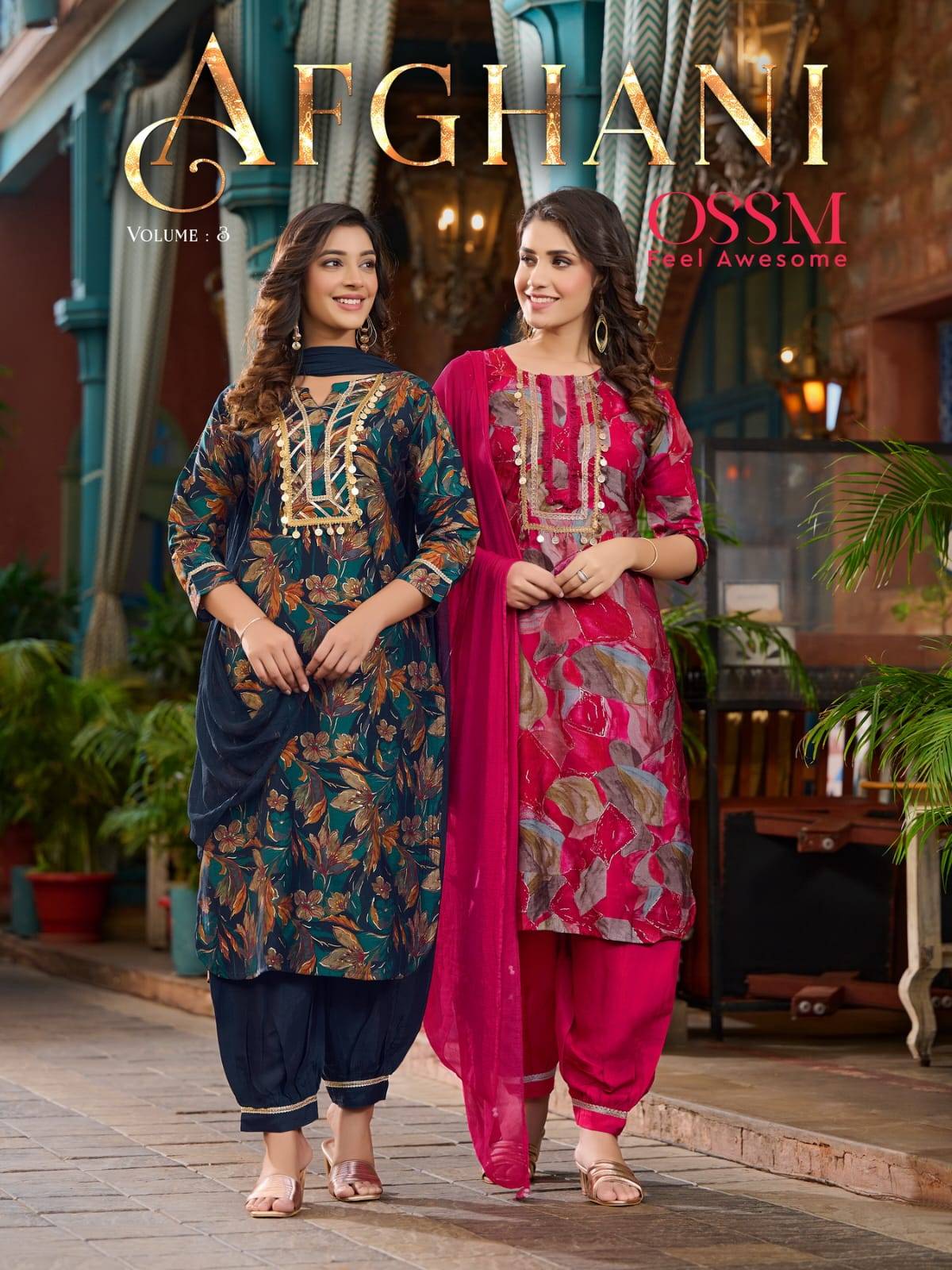 Afghani Vol-3 By Ossm 301 To 306 Series Festive Suits Beautiful Fancy Colorful Stylish Party Wear & Occasional Wear Modal Chanderi Print Dresses At Wholesale Price