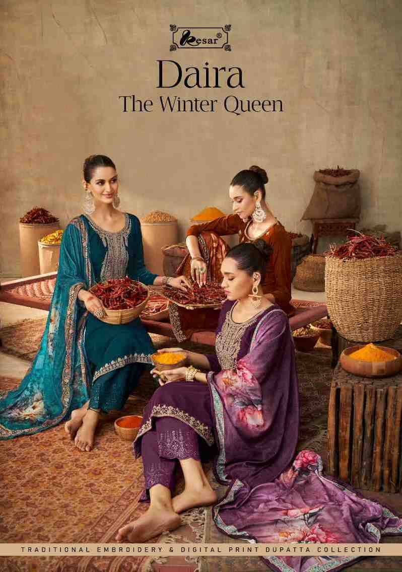 Daira By Kesar 198-001 To 198-006 Series Beautiful Stylish Festive Suits Fancy Colorful Casual Wear & Ethnic Wear & Ready To Wear Pure Velvet Print With Work Dresses At Wholesale Price