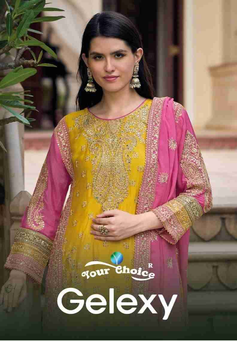 Gelexy By Your Choice 1001 To 1002 Series Beautiful Sharara Suits Colorful Stylish Fancy Casual Wear & Ethnic Wear Pure Chinnon Dresses At Wholesale Price